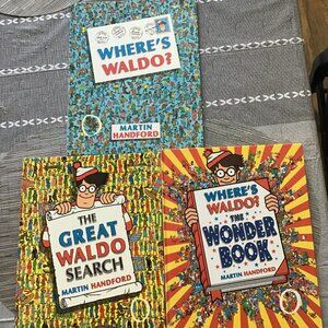 Lot of 3 Where's Waldo 1st Edition Books--Hardcover--1987, 1989, 1997--Homeschoo